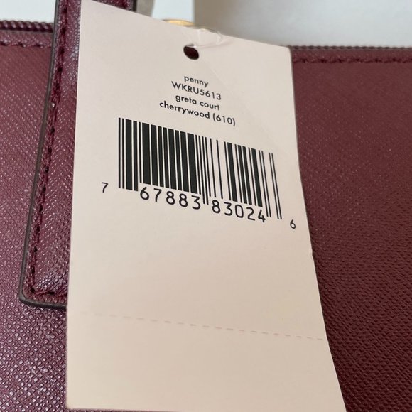 Kate Spade Penny Greta Court Glitter Tote Cherrywood Shoulder Bag - Picture 4 of 8